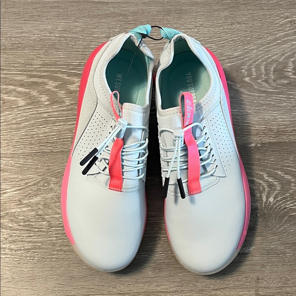 NWOT Gray And Pink Sneakers W9/ M7.5 - Picture 1 of 10